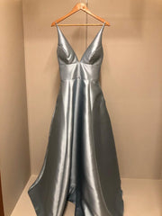 VESTIDO LONGO ZIBELINE ACINTURADO AZUL CLARO