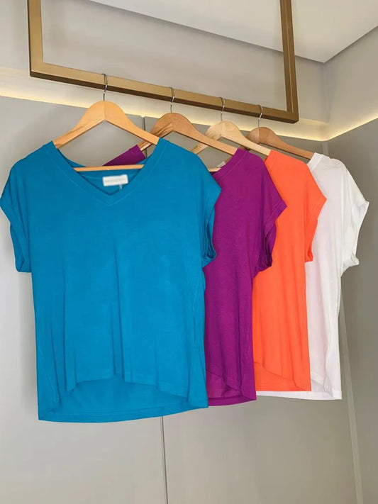 BLUSA MALHA VISCOSE DECOTE V