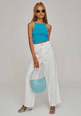 CALCA SARJA WIDE LEG CROPPED LIGHT OFF WHITE