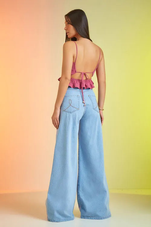 CALCA WIDE LEG DELAVE JEANS CLARO
