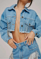 JAQUETA JEANS CROPPED SHINE