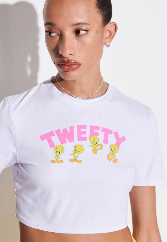 T-SHIRT BABY LOOK CROPPED TWEETY LOONEY TUNES