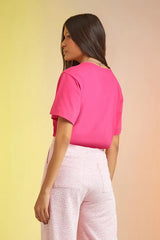 T-SHIRT MALHA SILK NOW OR NEVER AZUL / ROSA