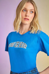 T-SHIRT MALHA SILK NOW OR NEVER AZUL / ROSA